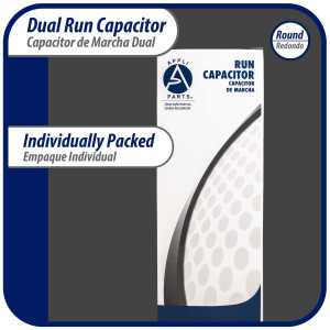 Appli Parts Dual Run Capacitor for ac 50+5 Mfd uF (microfarads) 370VAC CBB65 Round Universal fit for hvac and other applications 2 in Wide 5-1/4 in Height CON-50/5-370-R

