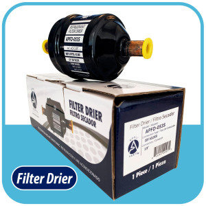 Appli Parts APFD-053S 3/8 in Liquid Line Refrigerant AC Filter Drier hvac Refrigeration 053S ODF Sweat Solder connection universal unidirectional 4-1/2 in long 2 in wide