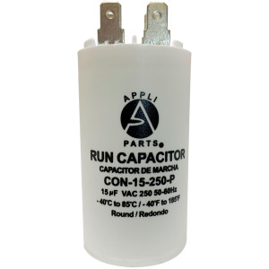 Appli Parts Condensador Capacitor de Marcha 15 Mfd uF (microfaradios) 250VAC CBB60 Cuerpo plastico para bombas de agua y otras aplicaciones Redondo UL E476928 7.5cm Alto 3.5cm Ancho CON-15-250-P Appli Parts Condensador Capacitor de Marcha 15 Mfd uF (microfaradios) 250VAC CBB60 Cuerpo plastico para bombas de agua y otras aplicaciones Redondo UL E476928 7.5cm Alto 3.5cm Ancho CON-15-250-P
