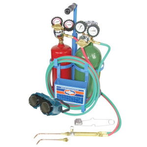 Uniweld Welding Outfit K23C-T Includes: Welding Handle / Brazing Tips / Oxygen and Acetylene Regulator / Twin Hose / Goggles / Flint Lighter / Tank Key / Carrying Stand / Tanks