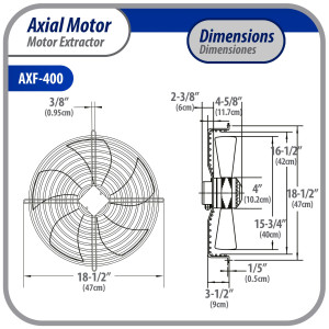Appli Parts AXF-400-1 15-3/4 in Axial Fan Motor Guard Mounted Fan Blade 220 V, 1 Ph, 50-60 Hz, 270 W, 1510 rpm, Universal replacement for Cold Room Evaporators and Condensing Units, Work Temp -22 F to 140 F  Appli Parts AXF-400-1 15-3/4 in Axial Fan Motor Guard Mounted Fan Blade 220 V, 1 Ph, 50-60 Hz, 270 W, 1510 rpm, Universal replacement for Cold Room Evaporators and Condensing Units, Work Temp -22 F to 140 F
