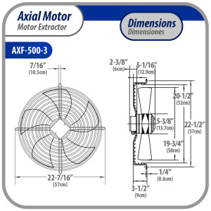 Appli Parts AXF-500-3 19-3/4 in Axial Fan Motor Guard Mounted Fan Blade 220 V, 3 Ph, 50-60 Hz, 500 W, 1450 rpm, Universal replacement for Cold Room Evaporators and Condensing Units, Work Temp -22 F to 140 F  Appli Parts AXF-500-3 19-3/4 in Axial Fan Motor Guard Mounted Fan Blade 220 V, 3 Ph, 50-60 Hz, 500 W, 1450 rpm, Universal replacement for Cold Room Evaporators and Condensing Units, Work Temp -22 F to 140 F