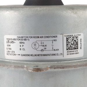 Fan Motor Outdoor Unit YDK53-6B (YDK53-6B-1) 220-240V/60Hz 53W 6p 0.76A B CL LRA 1.07A 202400401418 11002012003049, 11002012001029, 11002012003184, 202400430115
Fits: ecox EACM024C11B EACM036C11B Carrier Comfort-Aire Century SMA24SA 