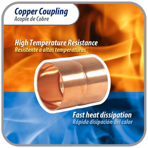 Appli Parts AP-A118 1-1/8 in Wrot Copper Coupling fitting CxC Sweat connections for refrigeration, air conditioning and plumbing applications ACR and Type L copper pipe