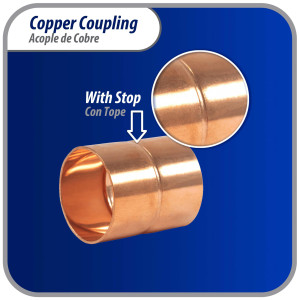 Appli Parts AP-A118 1-1/8 in Wrot Copper Coupling fitting CxC Sweat connections for refrigeration, air conditioning and plumbing applications ACR and Type L copper pipe